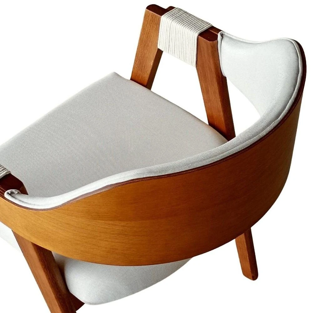 Poltrona/Cadeira Lux Madeira Tecido em Linho Marfim Qualidade Marfim