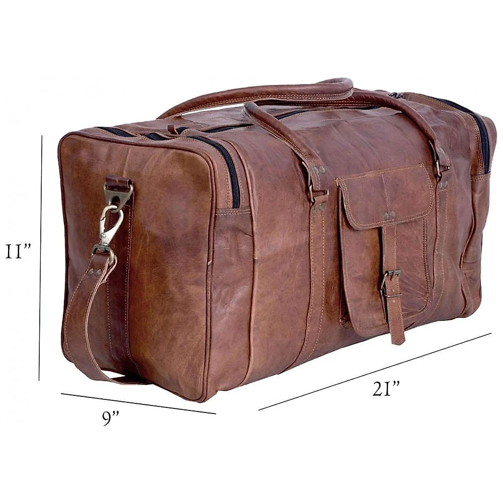 Bolsa de Viagem Masculina s Clássica de Couro, KOMALS PASSION LEATHER, Marrom