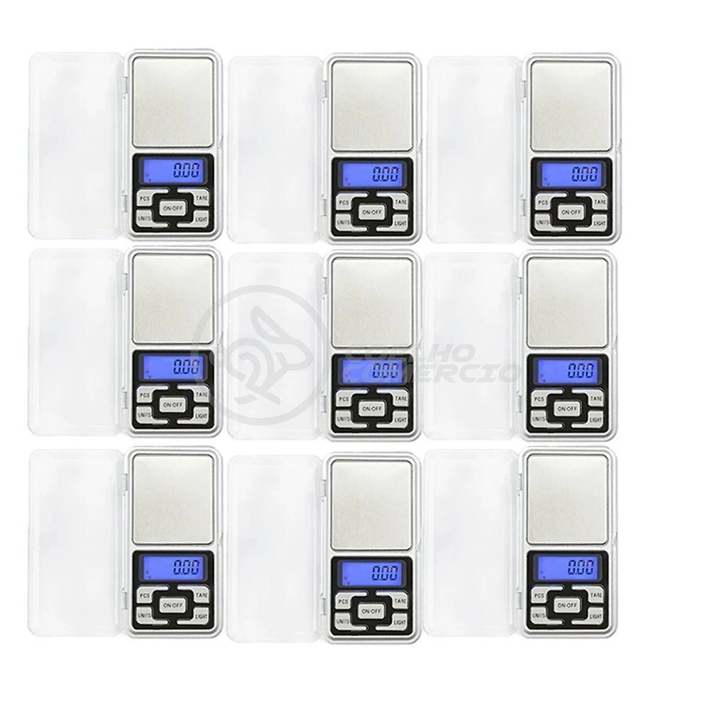 Kit 9 Mini Balanças Digitais Alta Precisão 500g prata