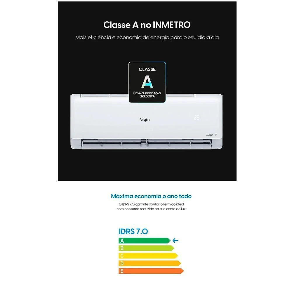 Ar Condicionado Elgin Inverter Wi-Fi Split Hi Wall 9000 BTUS Quente e Frio 220V HJQI09C2WG