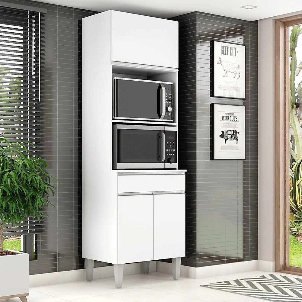 Torre Quente Para Forno E Microondas 202x61cm Andreia Branco Reajl Moveis Branco