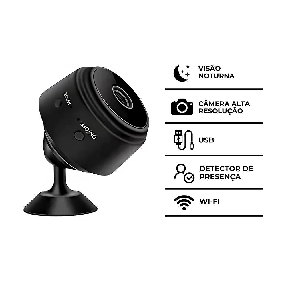Mini Câmera Espiã A9 Wifi Sensor Visão Noturna
