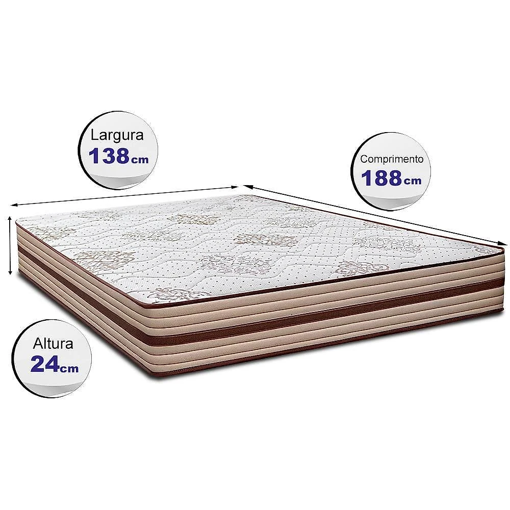 Colchão de casal cama inbox livity com molas ensacadas e espuma d26 24x138x188cm – bege