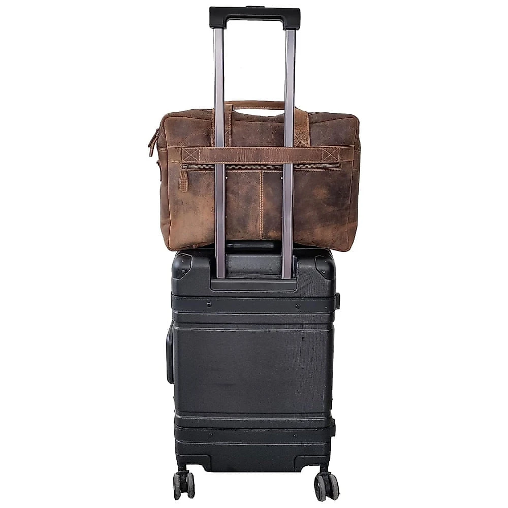 Bolsa Carteiro Masculina Couro de Búfalo para Laptop com 18 Polegadas, Komal s Passion Leather, Marrom 110v
