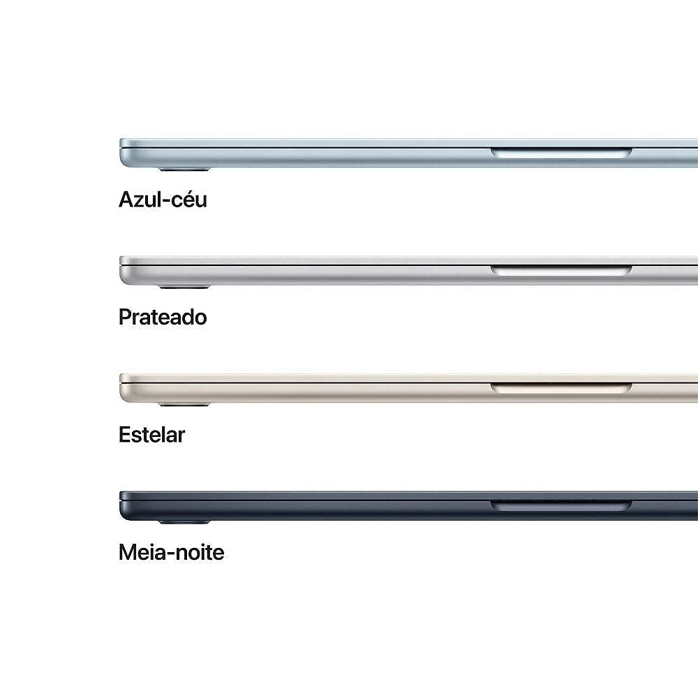 MacBook Air Apple 15" Chip M5, CPU de 10 Núcleos, GPU de 10 Núcleos, Neural Engine de 24 Núcleos, 1TB, Prateado - MDVC4BZ/A