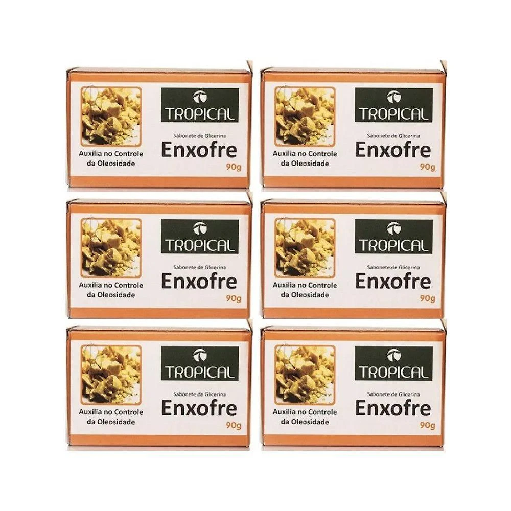 Sabonete em Barra de Enxofre para Pele Oleosa Kit com 6 Unidades Tratamento de Cravos e Espinhas OEM