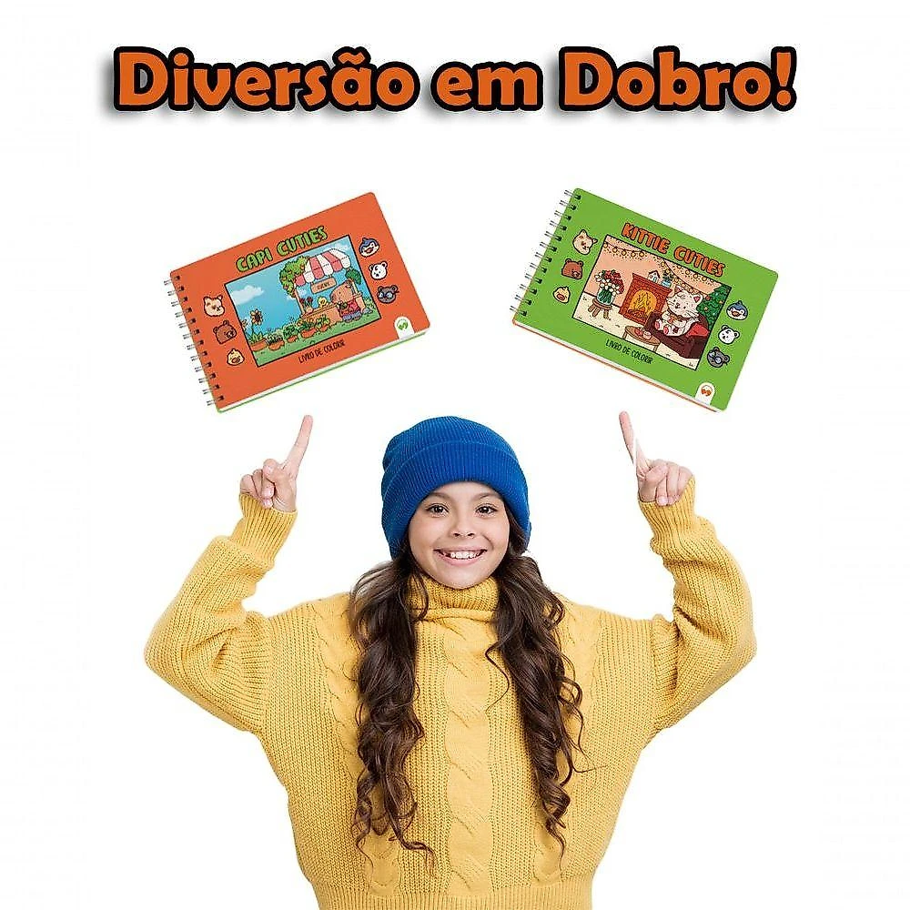 Kit 2 Livro De Colorir Cuties 128 Páginas Capi E Kittie