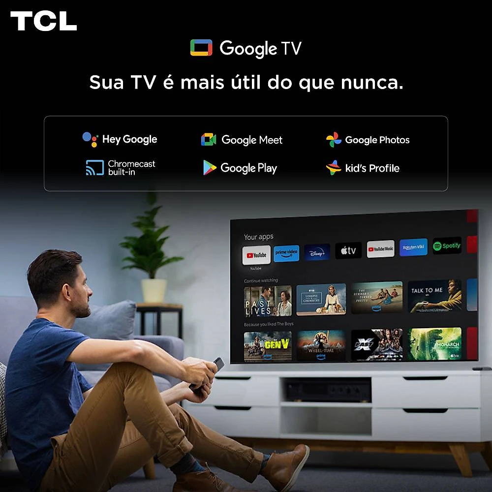 Smart TV TCL 50 Polegadas QLED 4K P7L WiFi Bluetooth Google TV HDR10+ 60 Hz AIPQ 50P7L