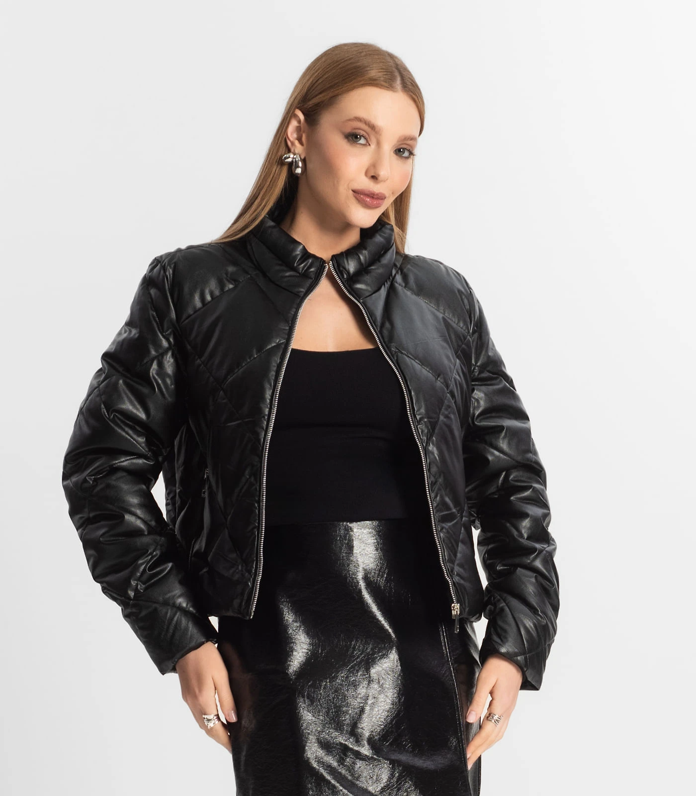 Miniatura Jaqueta Feminina Puffer Forrada Giada Preto G