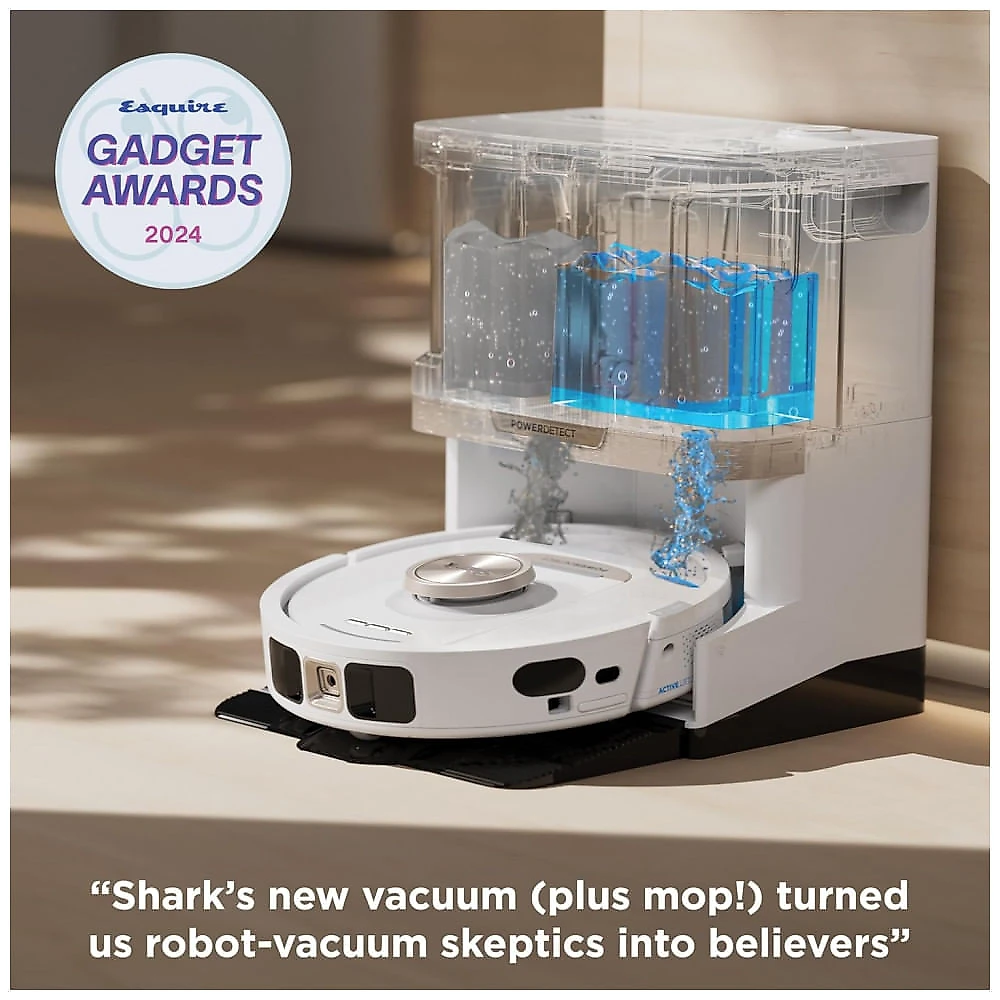 Robô Aspirador e Mop Shark PowerDetect 2 em 1 Base Auto Esvazia 60 Dias Navegação LiDAR Branco 120V