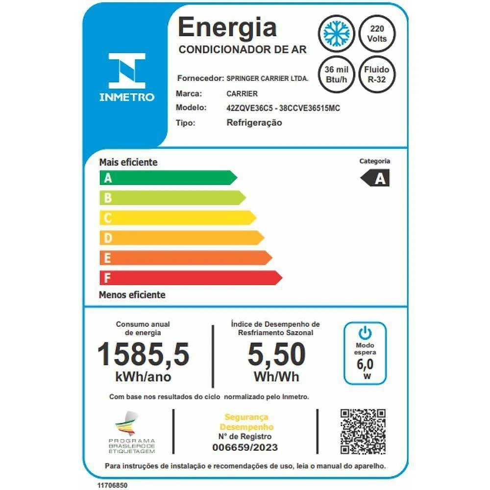 Ar condicionado split teto carrier xpower connect 36000 btus frio inverter 220v 38ccve36515mc