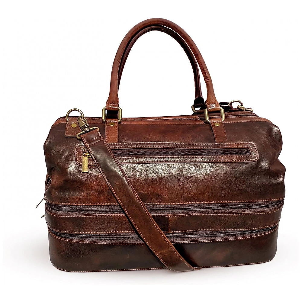 Bolsa de Viagem Masculina Clássica de Couro, GENT SUPPLY CO., Marrom
