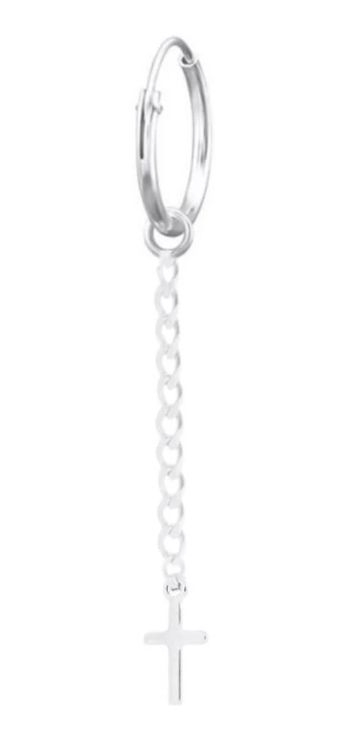 Miniatura Bts Kpop Brinco Argola Masculina Com Corrente Prata 925