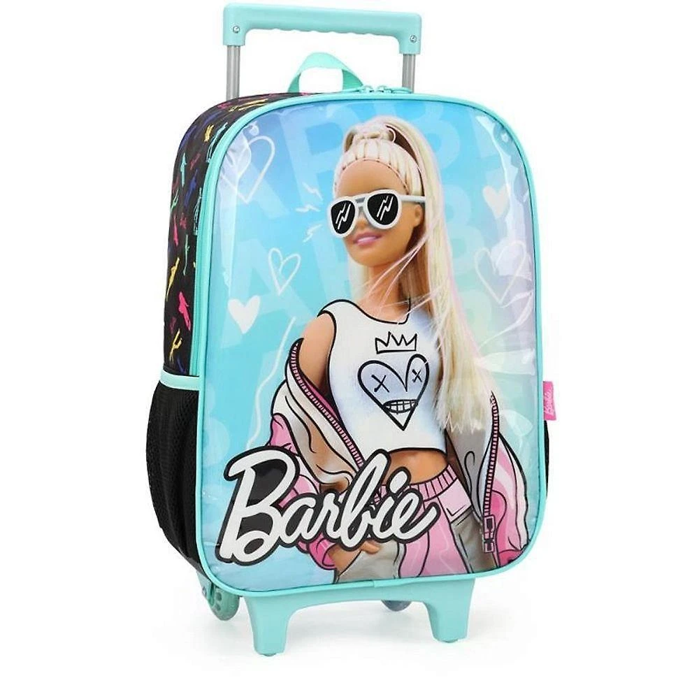 Mochila Infantil com Rodinha Barbie g 16 Polegadas Verde Luxcel