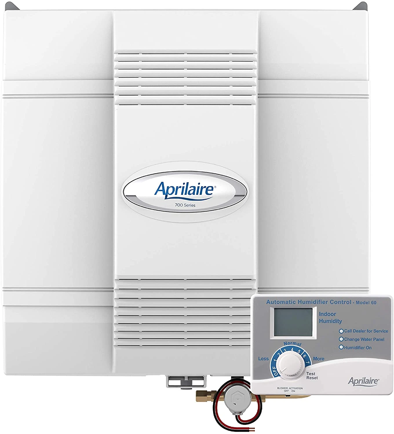 Aprilaire 700 Umidificador/Evaporador Elétrico, embutido, 68 L, alcance de 4.200 m², automático, branco.