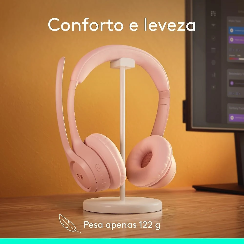 Headset Sem Fio Logitech Zone 300 - Rosa