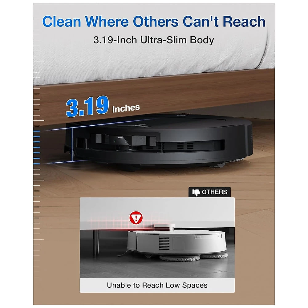 Robô Aspirador e Mop ECOVACS DEEBOT T50 PRO Omni Ultra Slim 8,1cm Sucção 15.000Pa Preto