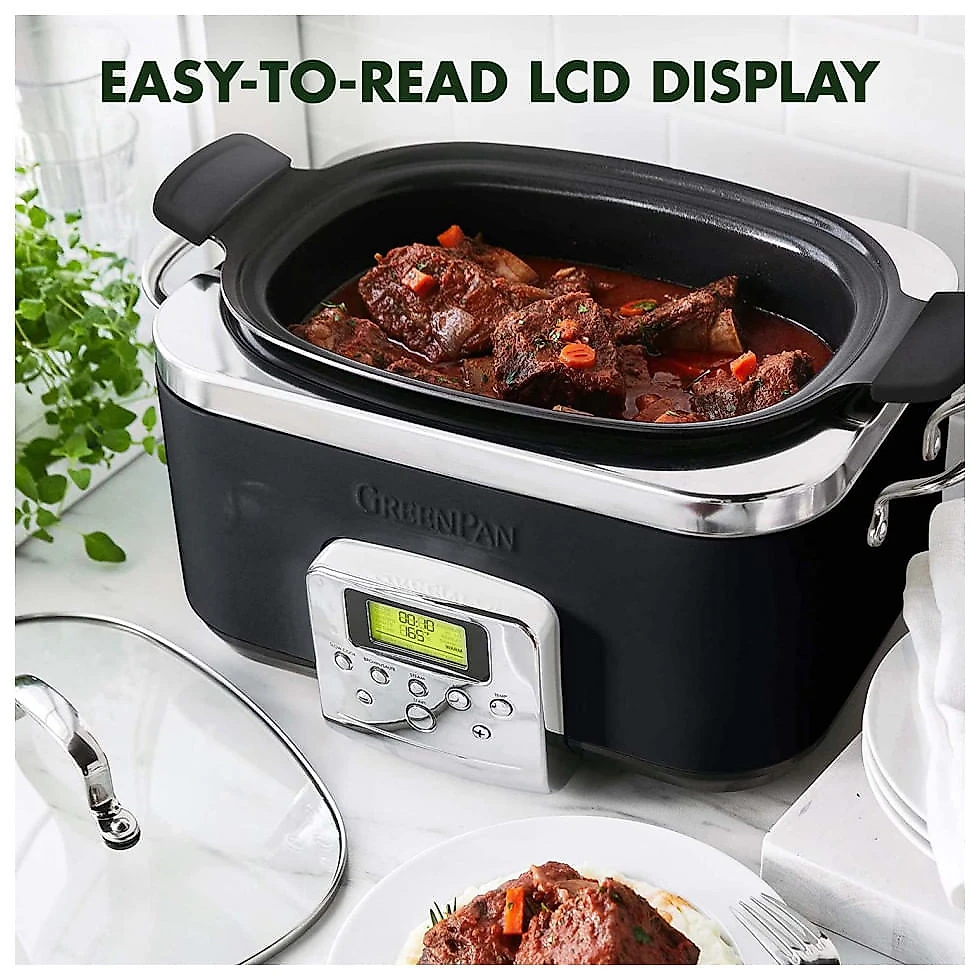GreenPan Panela Elétrica Multifuncional 6L, Anodizada com Tela LCD, 110V, Preta