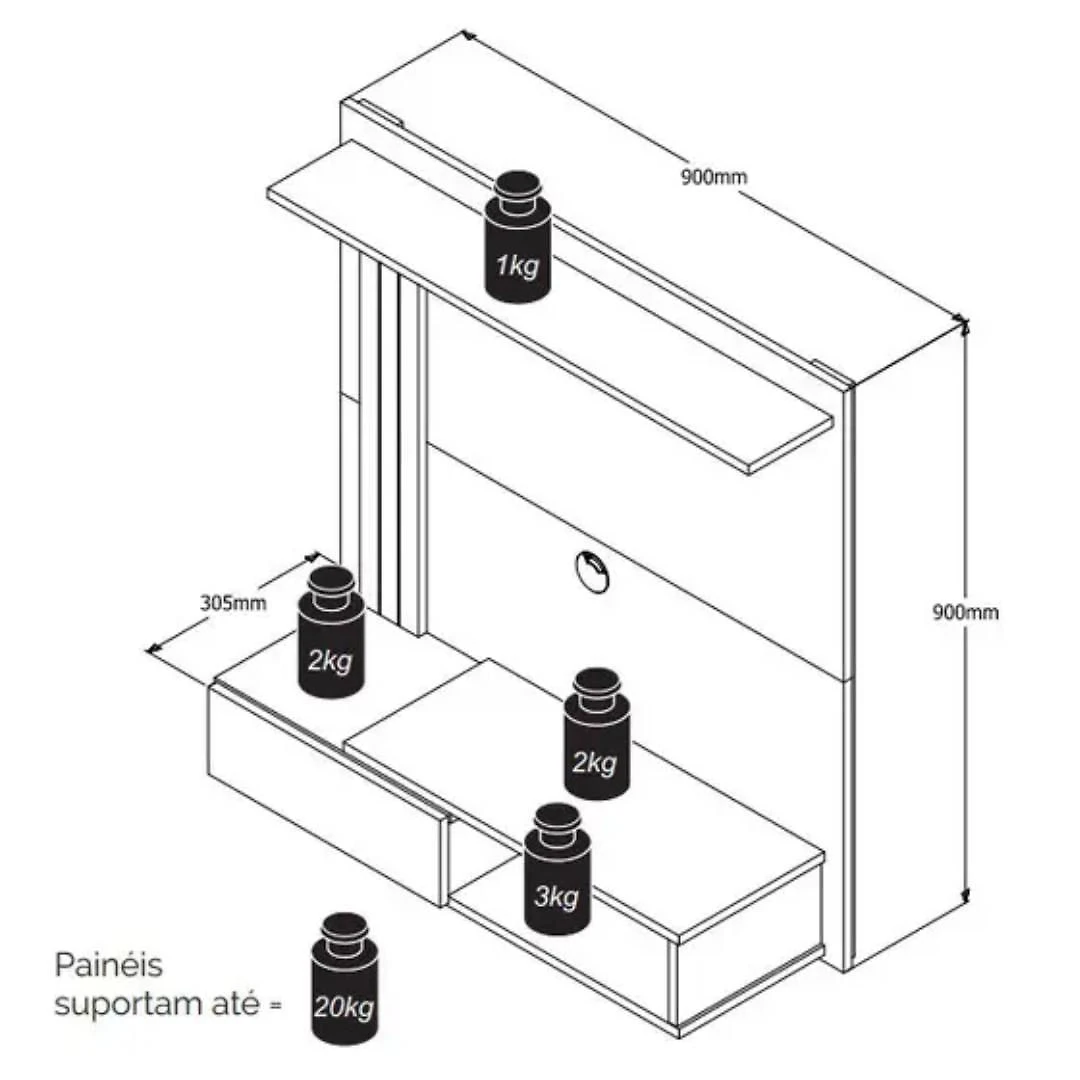 Miniatura Painel Tv Até 32 Polegadas Turim Preto / Freijó Comprar