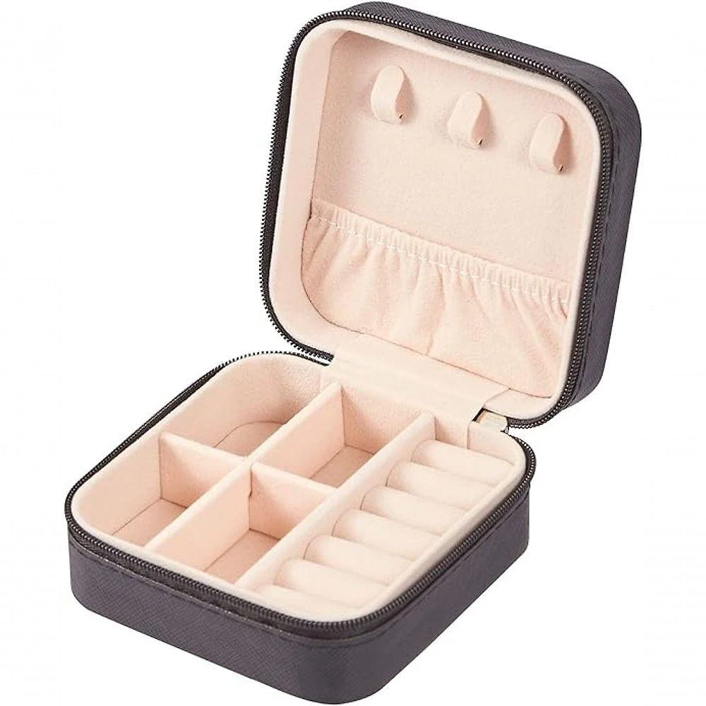 Porta Jóia De Bolsa Para Viagem Bolsa De Armazenamento Colar Brinco Anéis Portátil preto