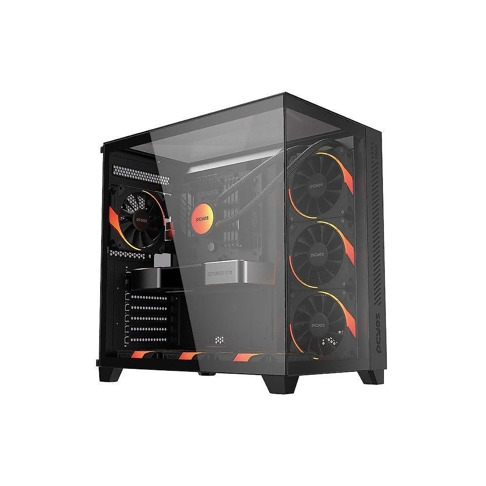 Gabinete Gamer Pcyes Max Black Vulcan com Aço 0,7mm 435CM 410MM Preto