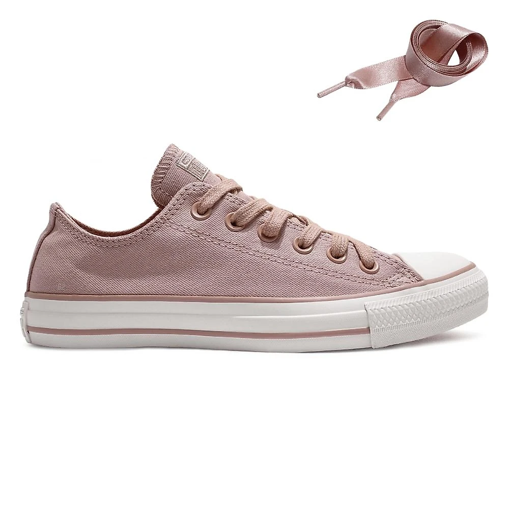 Tênis Converse All Star Chuck Taylor Peached Canvas Cano Baixo Feminino Rose / Branco - 33