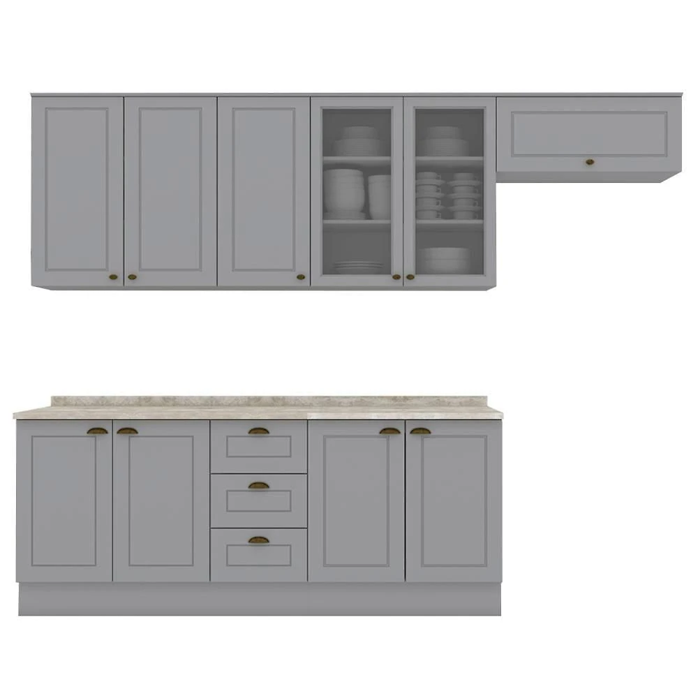 Cozinha Modulada 7 Pecas 280 Cm Ce791 Americana Henn Cinza Calcare