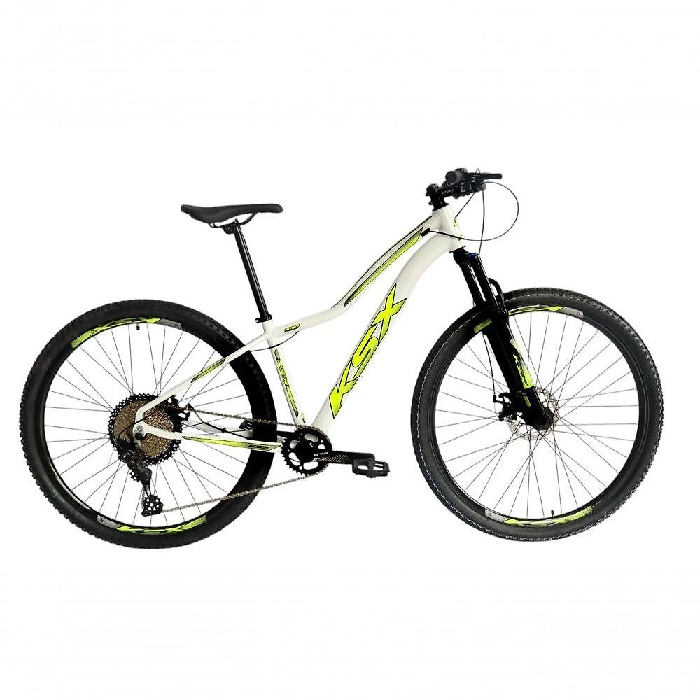 Bicicleta Aro 29 Ksx Sd7 Feminina 12v Garfo Com Trava K7 11/50 Freios Hidráulicos Kit 1x12 - Branco/amarelo Tam. 17