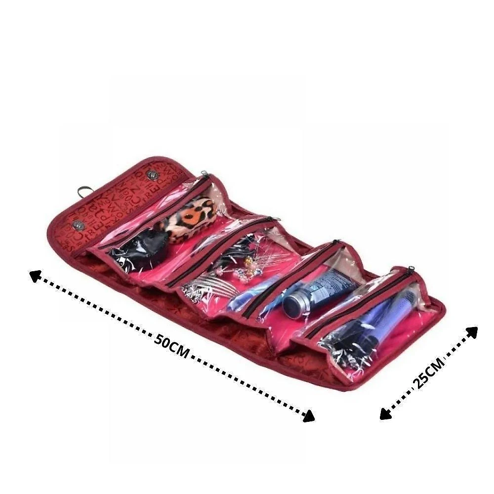 Bolsa Viagem Dobravel Frasqueira Necessaire Bolsinha 4 Divisorias Bolsos Organizador Maquiagem Pinceis Acessorios Organi