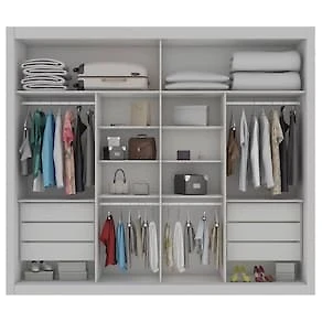 Miniatura Guarda-Roupa Casal Europa Triunfo Flex 2 Portas de Correr com Espelho 6 Gavetas Internas MDP e MDF - 226cm de Largura Branco