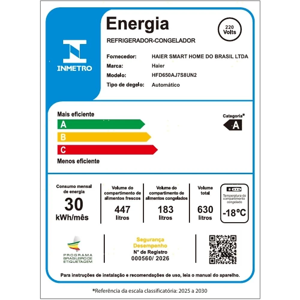 Refrigerador Haier French Door 630L, AI Cooling, Inox HFD650 220V