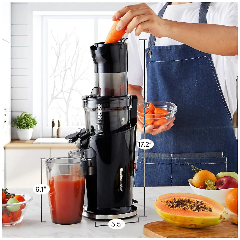 Centrifuga de Frutas de Prensa Fria com Calha de Alimentação Para Até 3 Frutas Inteiras e Copo de 800mL, 110V 150W, El...