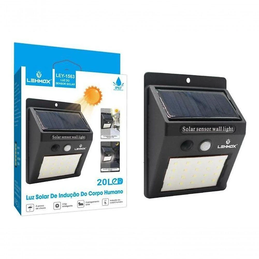 Luz De Led Solar 20 A 100 Leds área Externa Sensor Movimento