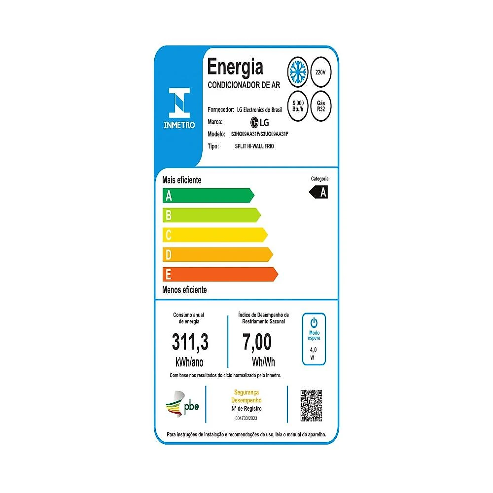 Ar-Condicionado Split Inverter 9000 BTUs LG Dual Inverter Voice Só Frio S3-Q09AA31F 220V