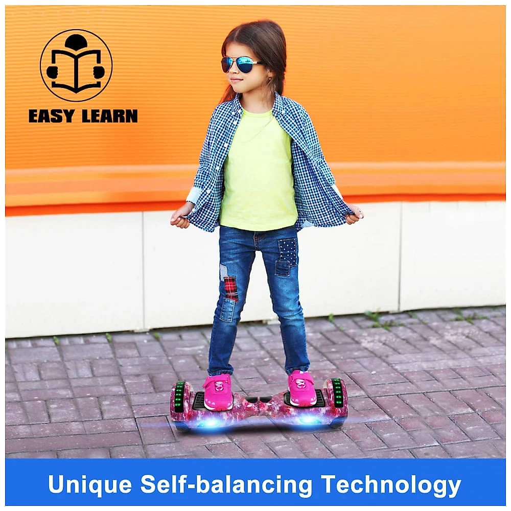 Hoverboard Elétrico com Bluetooth e Rodas de Luzes LED, LIEAGLE, Rosa
