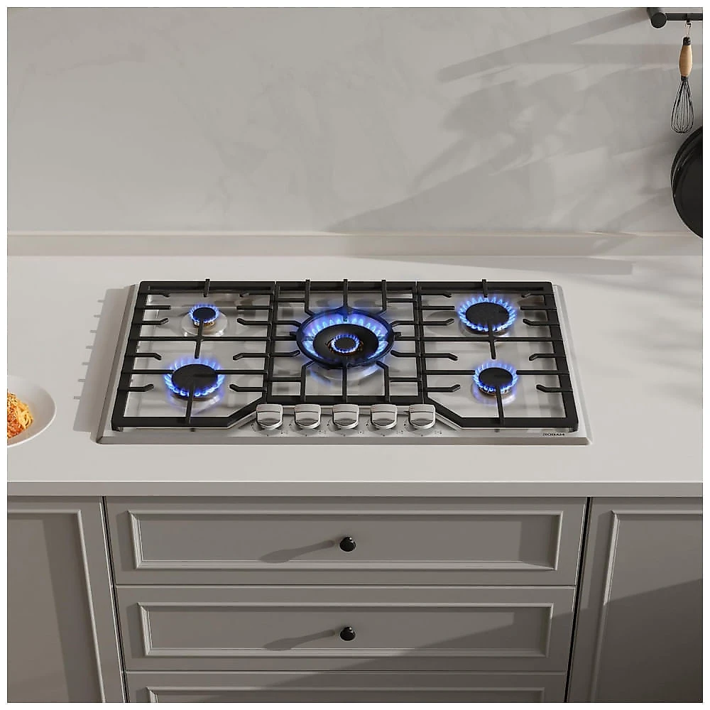 Cooktop a gás 91cm Robam inox 5 queimadores latão mesa selada queimador tri ring 20000 BTU conversível GN GLP 110V