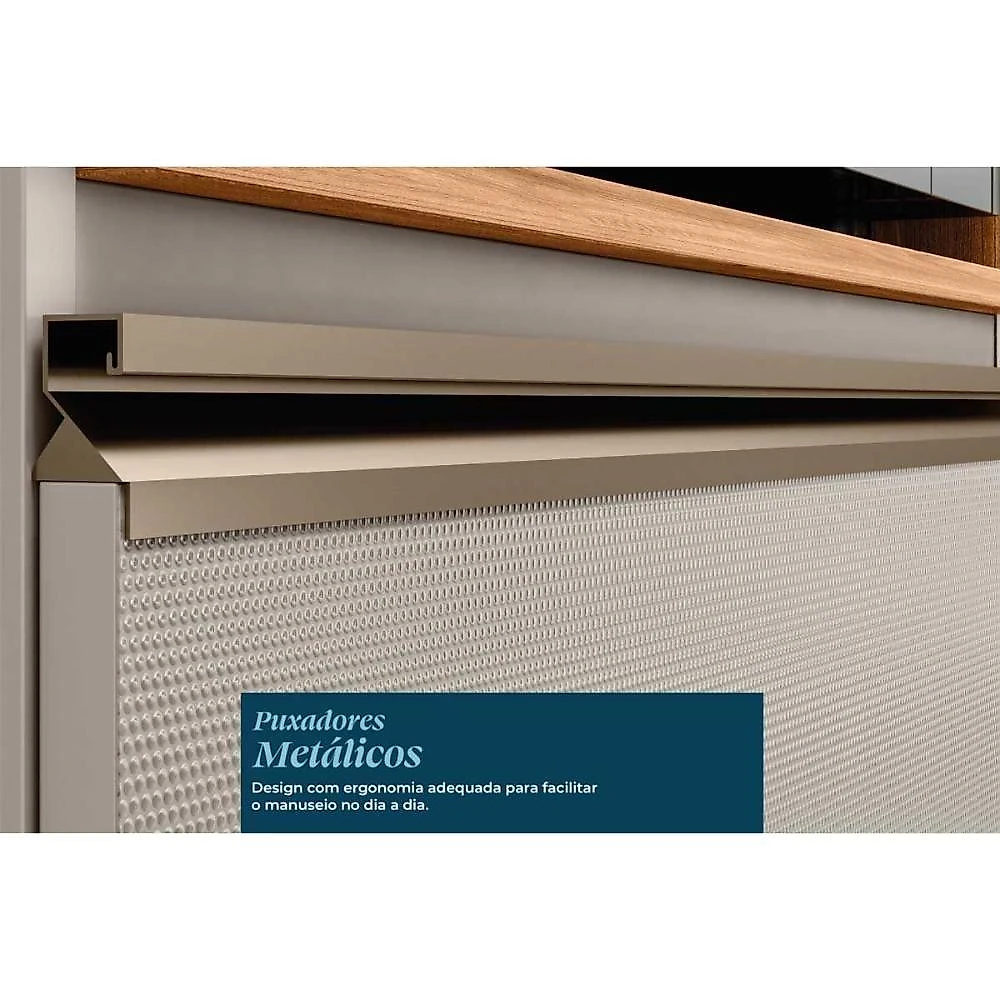 Cozinha Completa Proença 6 Portas 7 Gavetas MDF 119.5CM Nogueira-Carbono Demóbile