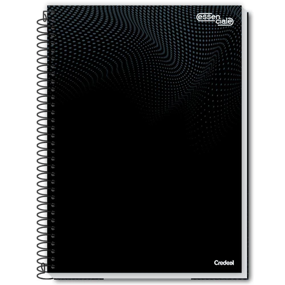 Caderno Espiral Universitário A4 10 Matérias 160 Folhas Essenciale Credeal Preto