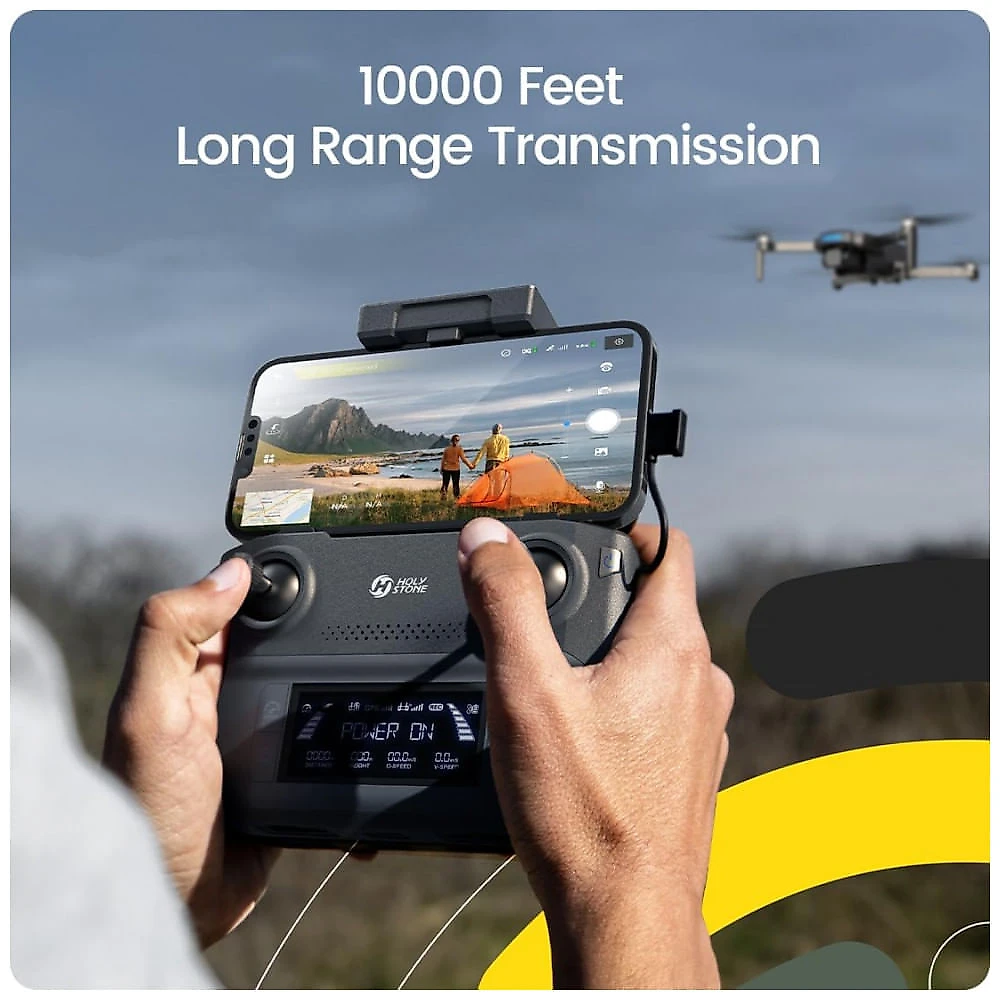 Miniatura Drone Aéreo com GPS e Câmera 4K UHD para Iniciantes, Quadricóptero FPV RC Dobrável, Holy Stone HS360S, Preto 110v