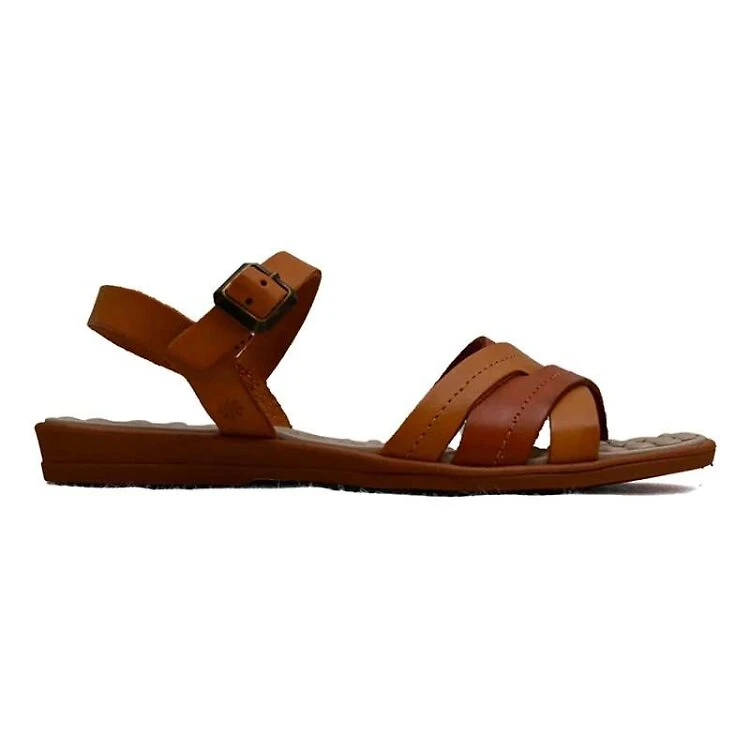 Sandalia New Face Couro Feminino - Camel - CAMEL