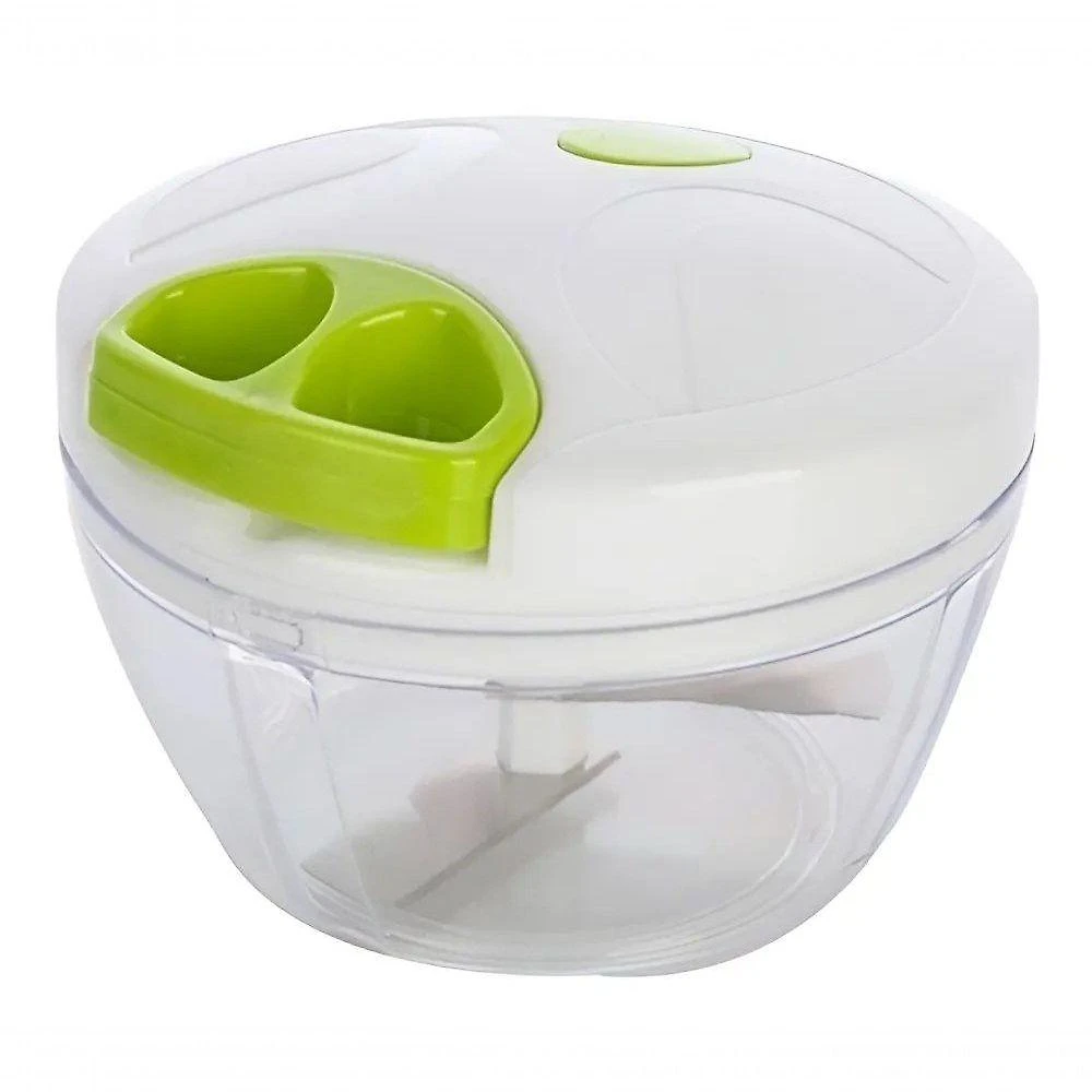 Processador Manual de Alimentos 500ML 3 Lâminas Plástico e Metal Corda Retrátil Branco