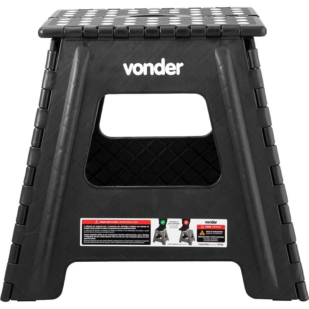 Banqueta plástica dobrável 360 mm preta vonder