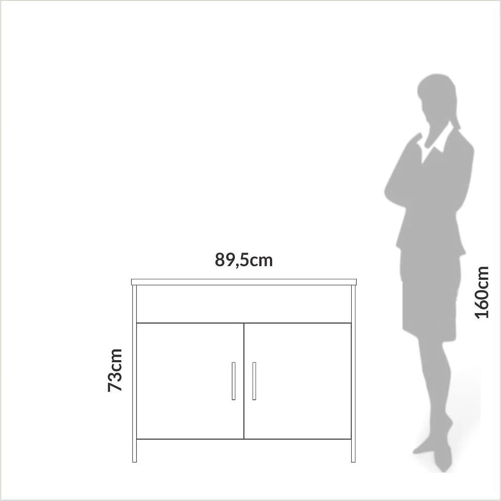 Miniatura Armário para Escritório 2 Portas 100% Mdf Freijo/ Off White
