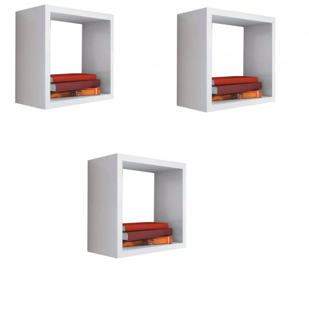 Kit Nicho Decorativo F031 50x50x20CM MDF para Organização de Ambientes Branco
