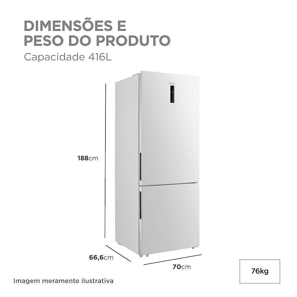 Refrigerador midea frost free duplex inverse 416l inverter branco bivolt (mdrb593fgd013)