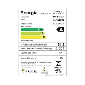 Micro-ondas Mondial MO-01-21-W com Função Tira Odor e Manter Aquecido Branco - 21L 110V