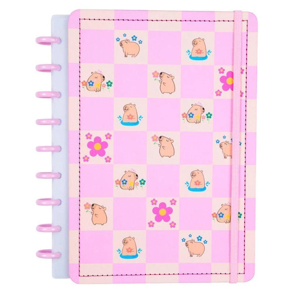 Caderno de Disco Reposicionável Disko Capivara Médio m Capa Dura Rosa