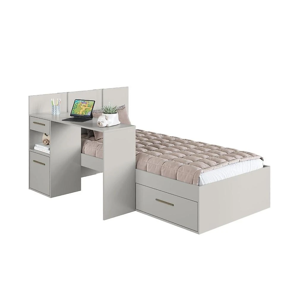 Cama de Solteiro com Escrivaninha Integrada El Calafate 90cm Arenas