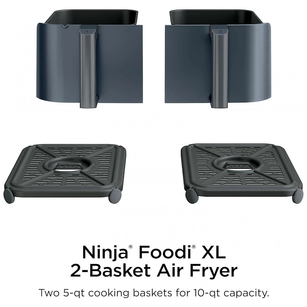 Fritadeira Elétrica Air Fryer Ninja DZ550GY Cinza 10 QT Cestas Duplas Termômetro Integrado 10 em 1 1690 W 110V