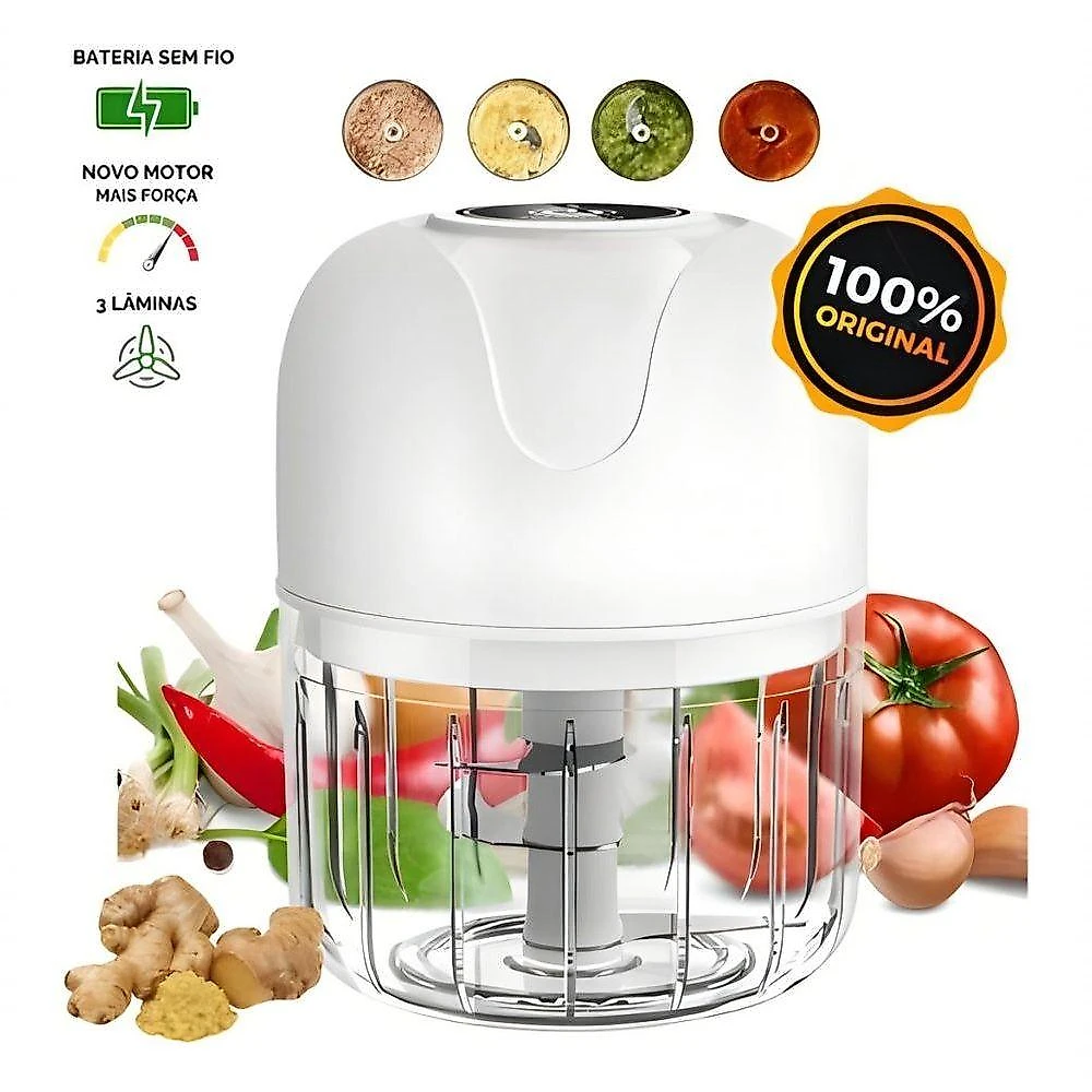 Mini Processador de Alimentos Moedor de Alimentos 250ml Transparente USB 110V
